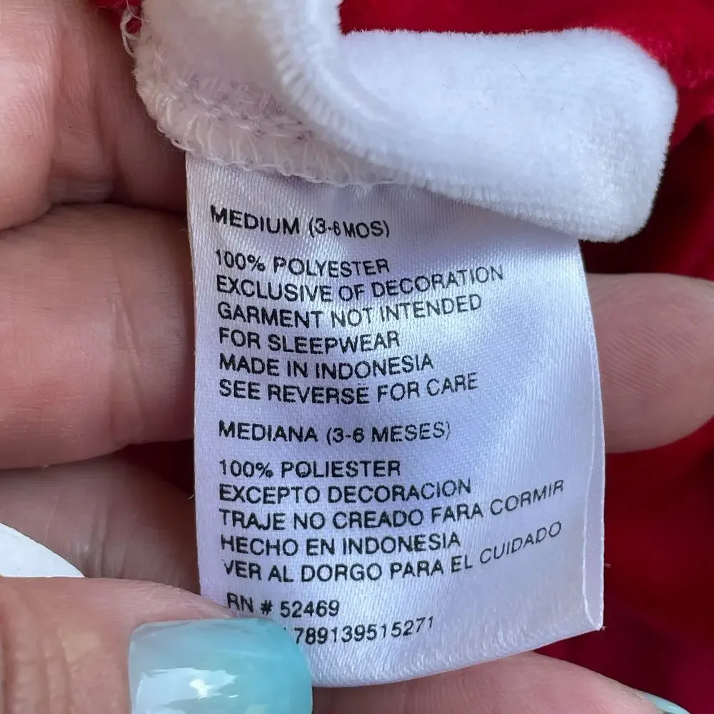 Vintage Santa Outfit Baby Girl 3-6 M Christmas Infant Red Coverall Simply Basic